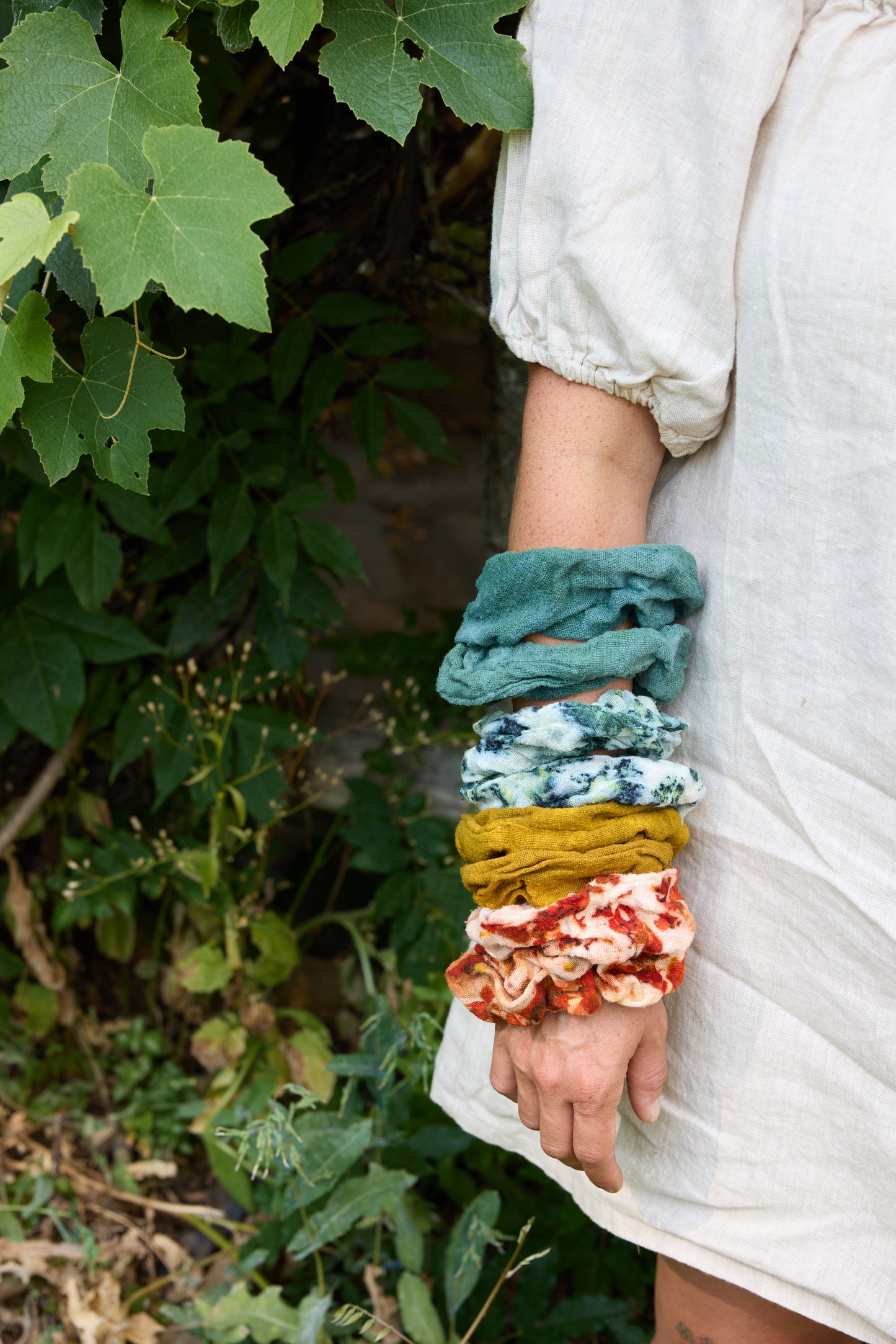 Raw Silk plant dyed Scrunchie